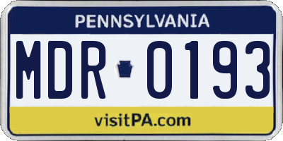 PA license plate MDR0193
