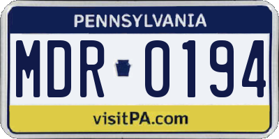 PA license plate MDR0194
