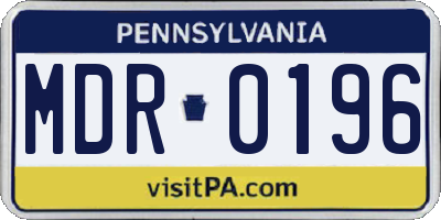 PA license plate MDR0196