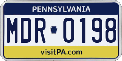 PA license plate MDR0198