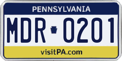 PA license plate MDR0201