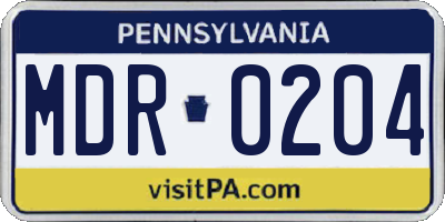 PA license plate MDR0204