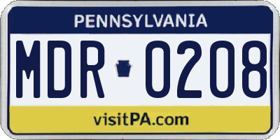 PA license plate MDR0208