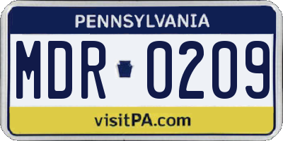PA license plate MDR0209