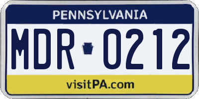 PA license plate MDR0212