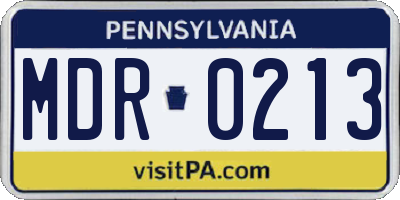 PA license plate MDR0213