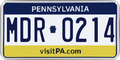 PA license plate MDR0214