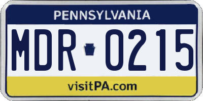 PA license plate MDR0215