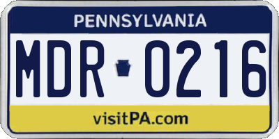 PA license plate MDR0216