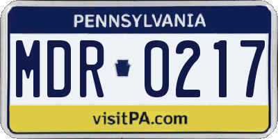 PA license plate MDR0217