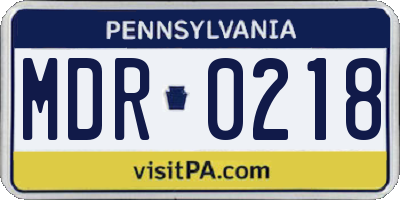 PA license plate MDR0218