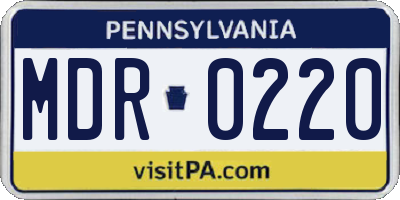 PA license plate MDR0220