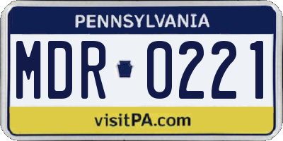 PA license plate MDR0221