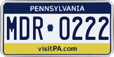 PA license plate MDR0222