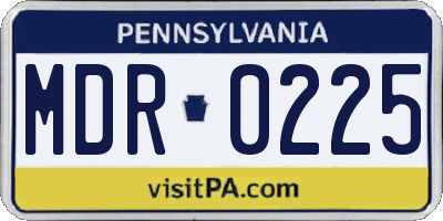 PA license plate MDR0225