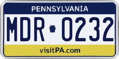PA license plate MDR0232