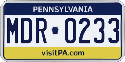 PA license plate MDR0233
