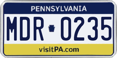 PA license plate MDR0235