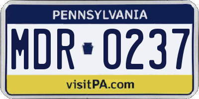 PA license plate MDR0237