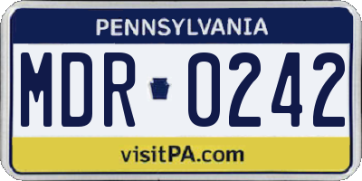 PA license plate MDR0242
