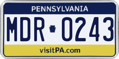 PA license plate MDR0243