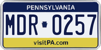 PA license plate MDR0257