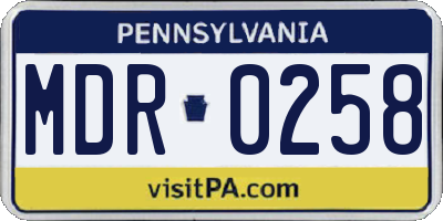 PA license plate MDR0258
