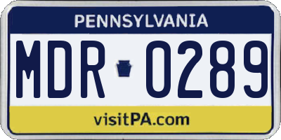 PA license plate MDR0289