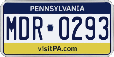 PA license plate MDR0293