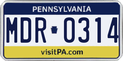 PA license plate MDR0314