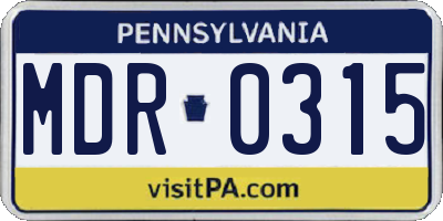 PA license plate MDR0315