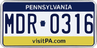 PA license plate MDR0316