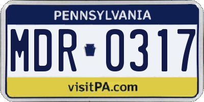 PA license plate MDR0317