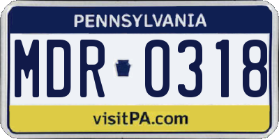 PA license plate MDR0318