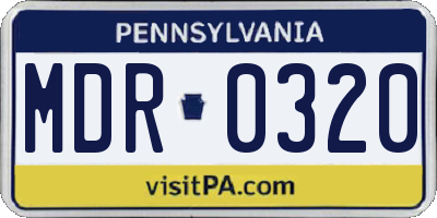PA license plate MDR0320