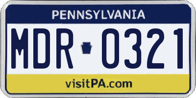 PA license plate MDR0321