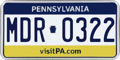PA license plate MDR0322