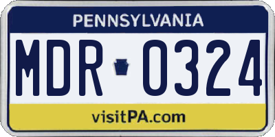 PA license plate MDR0324