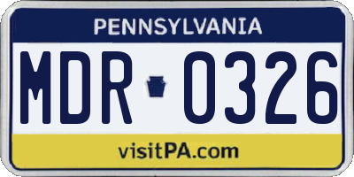 PA license plate MDR0326