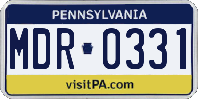 PA license plate MDR0331