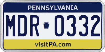 PA license plate MDR0332