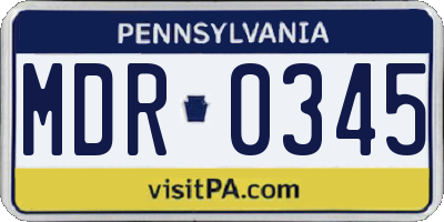 PA license plate MDR0345