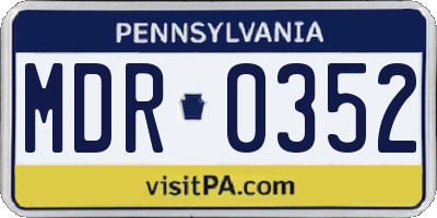 PA license plate MDR0352