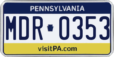 PA license plate MDR0353