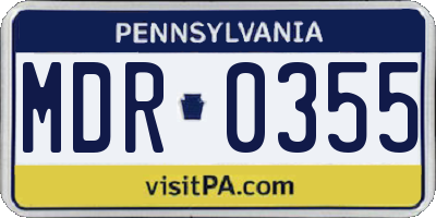 PA license plate MDR0355
