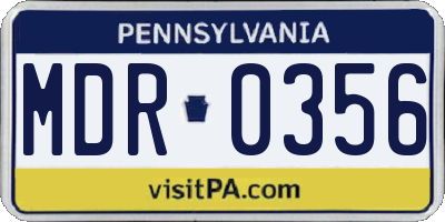 PA license plate MDR0356