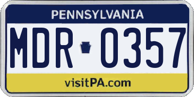 PA license plate MDR0357
