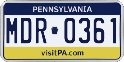 PA license plate MDR0361
