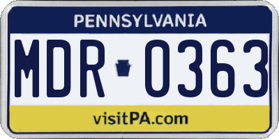 PA license plate MDR0363