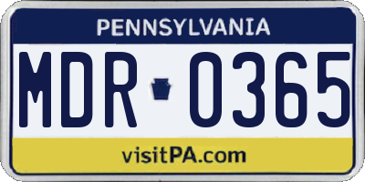 PA license plate MDR0365